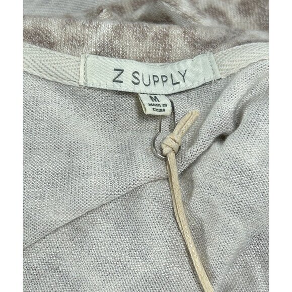 Z SUPPLY Lindell Leopard Slub Sweater Top Sz M Grey Beige VNeck Knit Rayon Blend - Picture 7 of 10